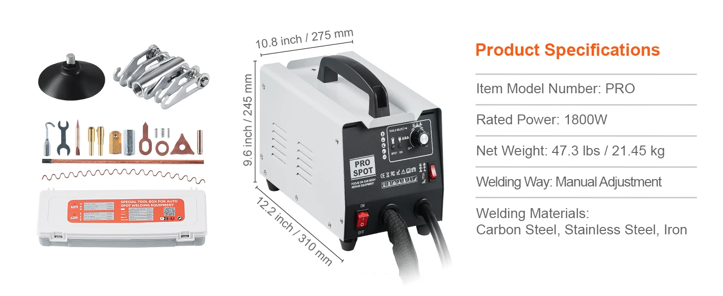 SucceBuy Stud Welder Repair Kit 1.8KW Auto Body Spot Welding Dent Puller Machine w/ 7 Welding Modes for Car Truck Dent Repair