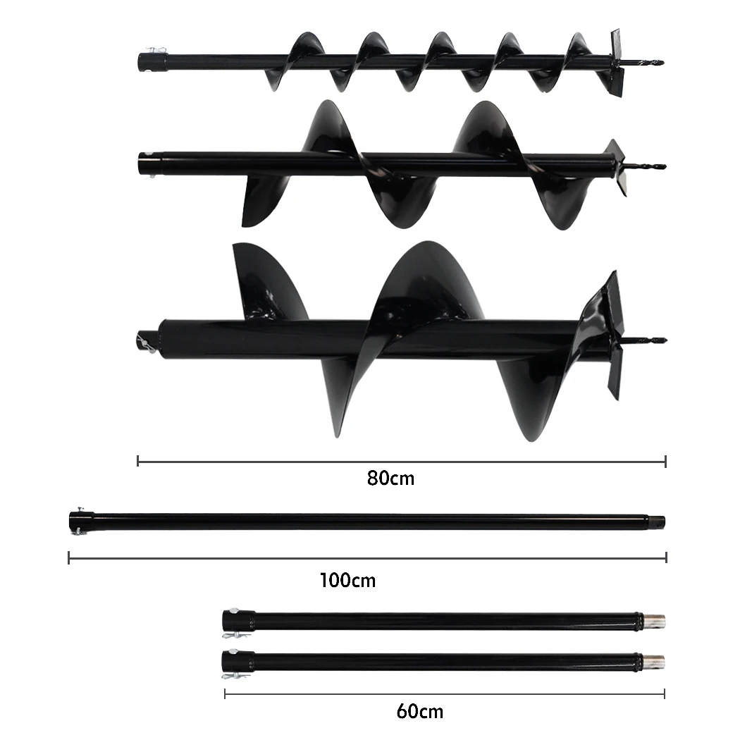 PORIYA 92CC Post Hole Digger Petrol Motor Fence Borer Extension Auger Bits Kits