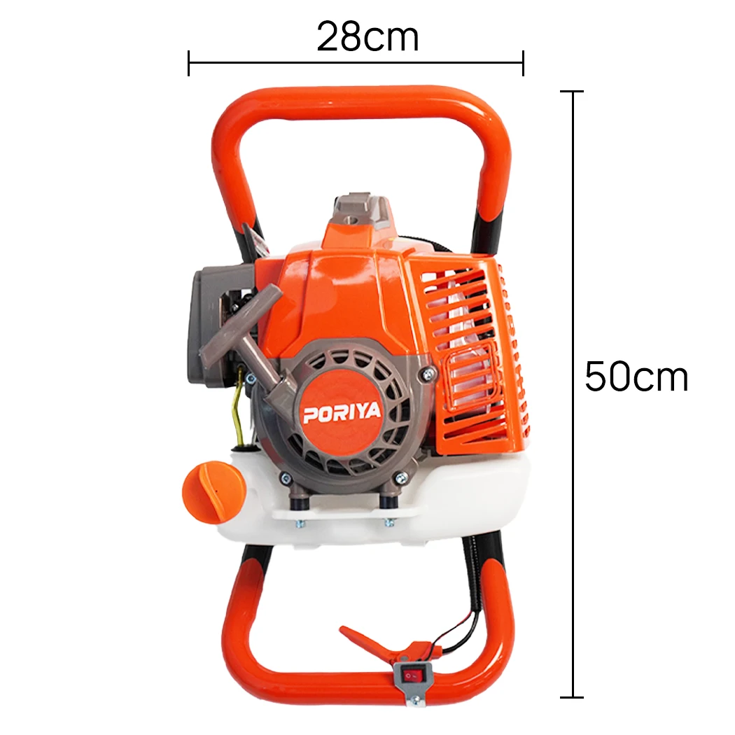 PORIYA 92CC Post Hole Digger Petrol Motor Fence Borer Extension Auger Bits Kits