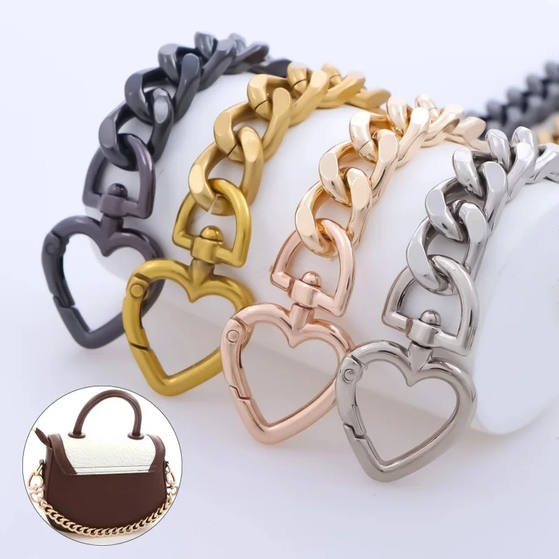 1pc Metal Purse Chain Strap Extender Heart Shape Purse Chain for Accessory Charms, Lengthen Crossbody Shoulder Handbags Strap