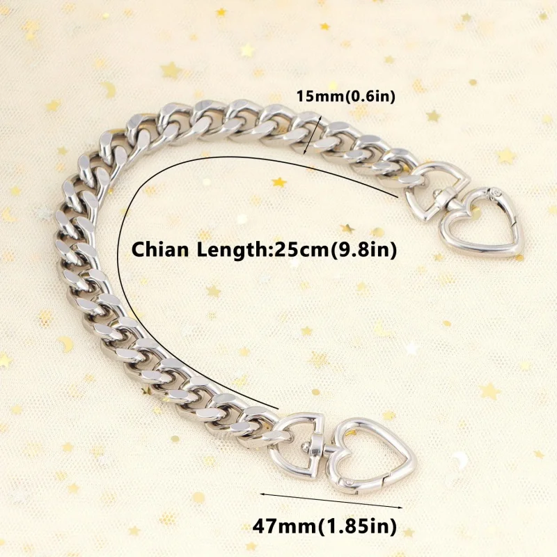 1pc Metal Purse Chain Strap Extender Heart Shape Purse Chain for Accessory Charms, Lengthen Crossbody Shoulder Handbags Strap