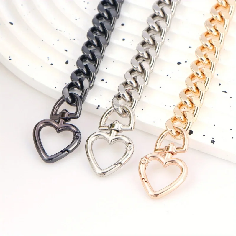 1pc Metal Purse Chain Strap Extender Heart Shape Purse Chain for Accessory Charms, Lengthen Crossbody Shoulder Handbags Strap