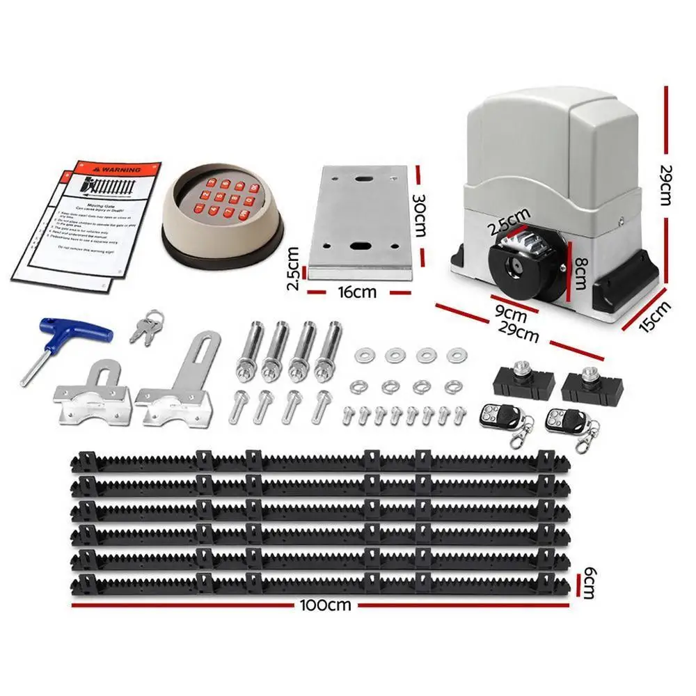Automatic Sliding Gate Opener Kit 6M 1200KG with Keypad Heavy Duty Electric Gate Motor System