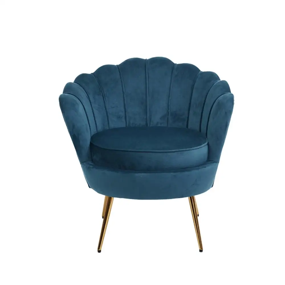 Velvet Blue Upholstered Armchair Elegant Accent Chair for Living Room Bedroom Home Lounge Seating Modern Comfortable Stylish Design