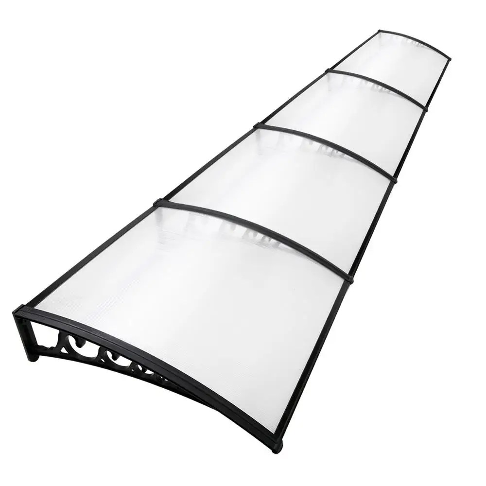 Transparent Window Door Awning 1x4m Outdoor Rain Shield Sun Shelter Polycarbonate Canopy Porch Cover Durable Wall Mounted Entrance Protector
