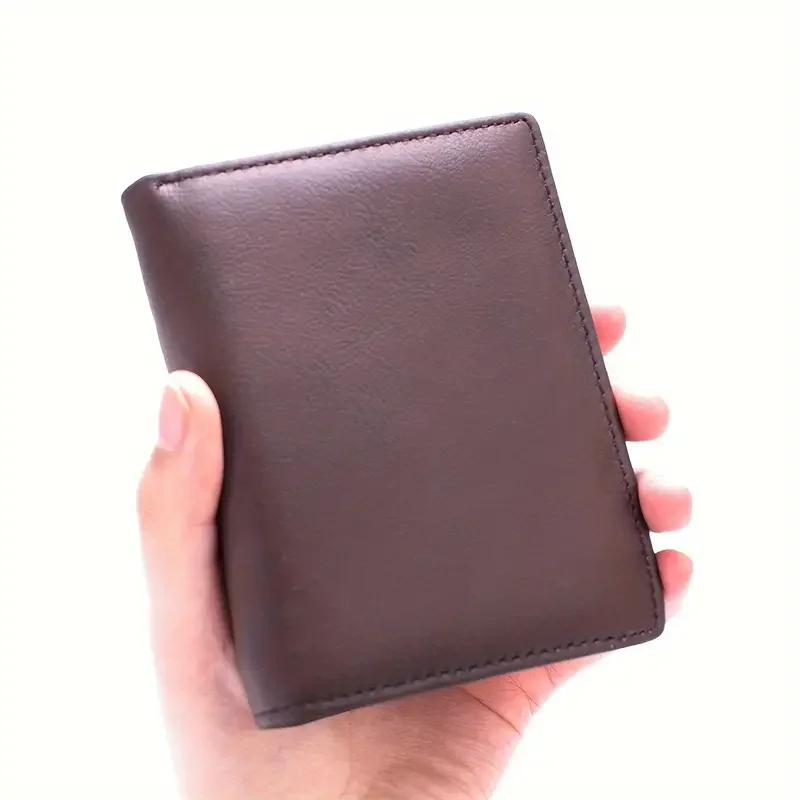 Men's Wallet Genuine Leather Wallets For Men Coin Purse Vintage Vertical Short Credit Card Holder Money Bag Men's RFID Wallet