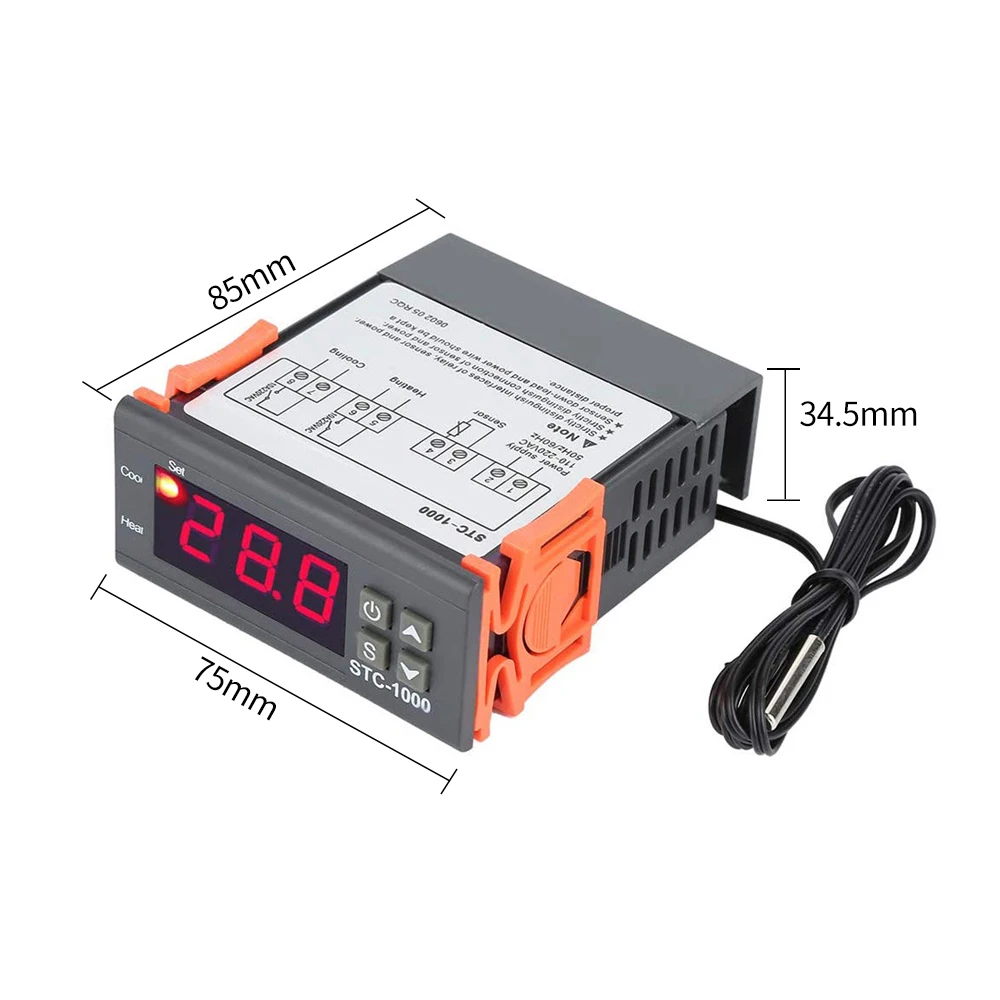 Digital Temperature Thermostat STC-1000 Controller 110-220V Heating Cooling LCD