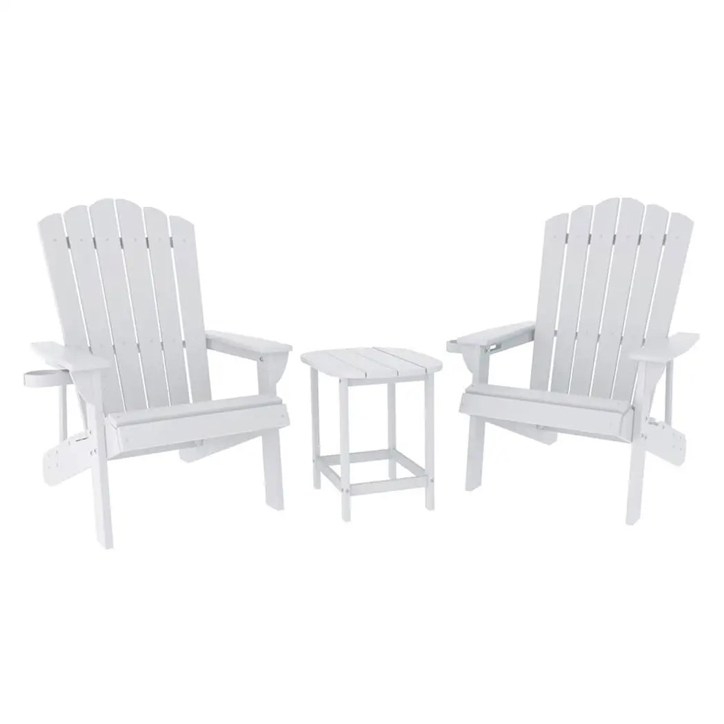Outdoor HDPE Adirondack Beach Chair Sun Lounge Patio Furniture Garden White