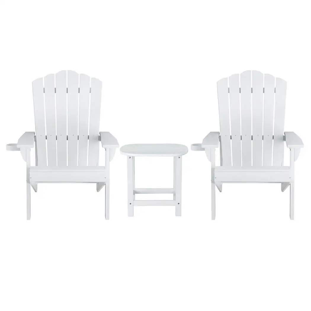 Outdoor HDPE Adirondack Beach Chair Sun Lounge Patio Furniture Garden White