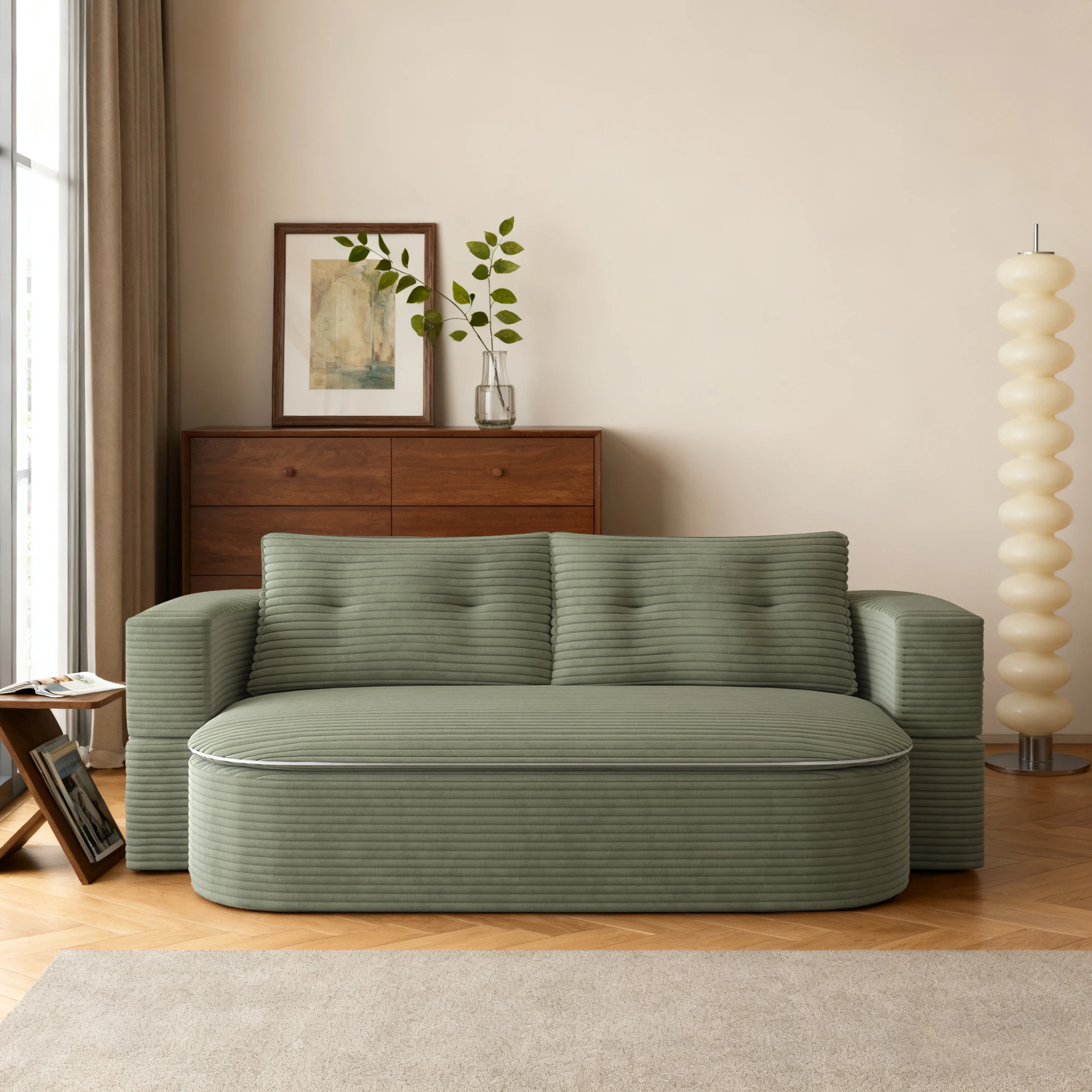 Comfortable folding sofa, 2-in-1 sofa bed, floor sofa with pillow, dual-use foam folding mattress sleeping sofa