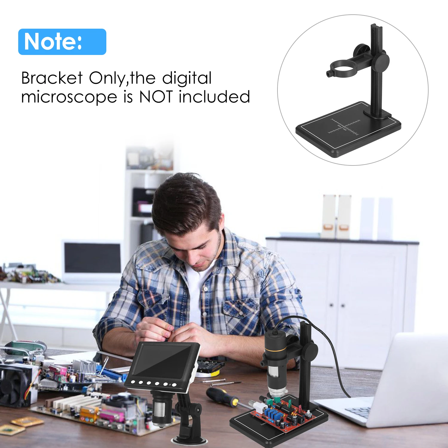 Mini Digital Microscope Stand Magnifier Camera Up & Down Adjustable Stand Holder Large Base Microscope Universal Support Bracket