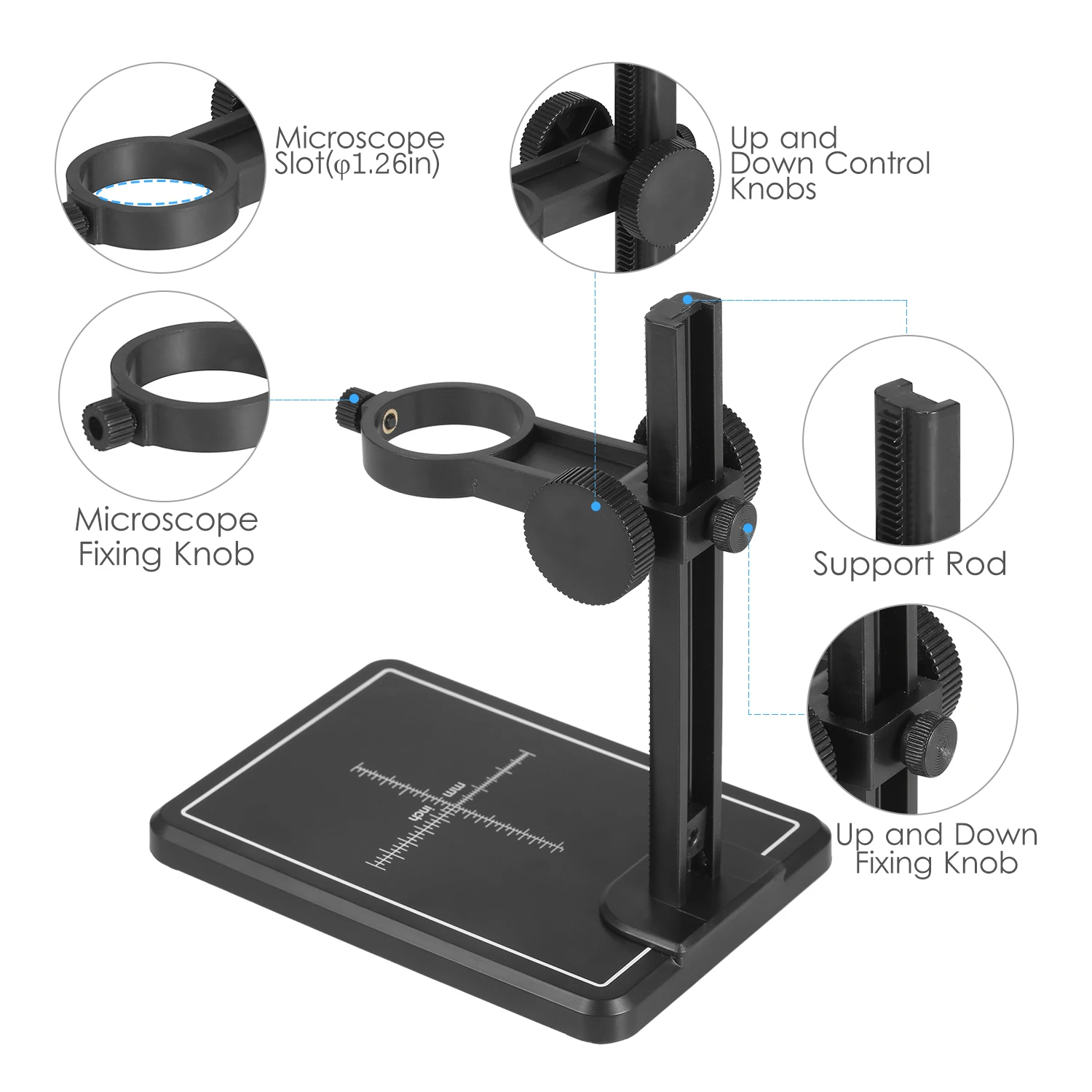 Mini Digital Microscope Stand Magnifier Camera Up & Down Adjustable Stand Holder Large Base Microscope Universal Support Bracket
