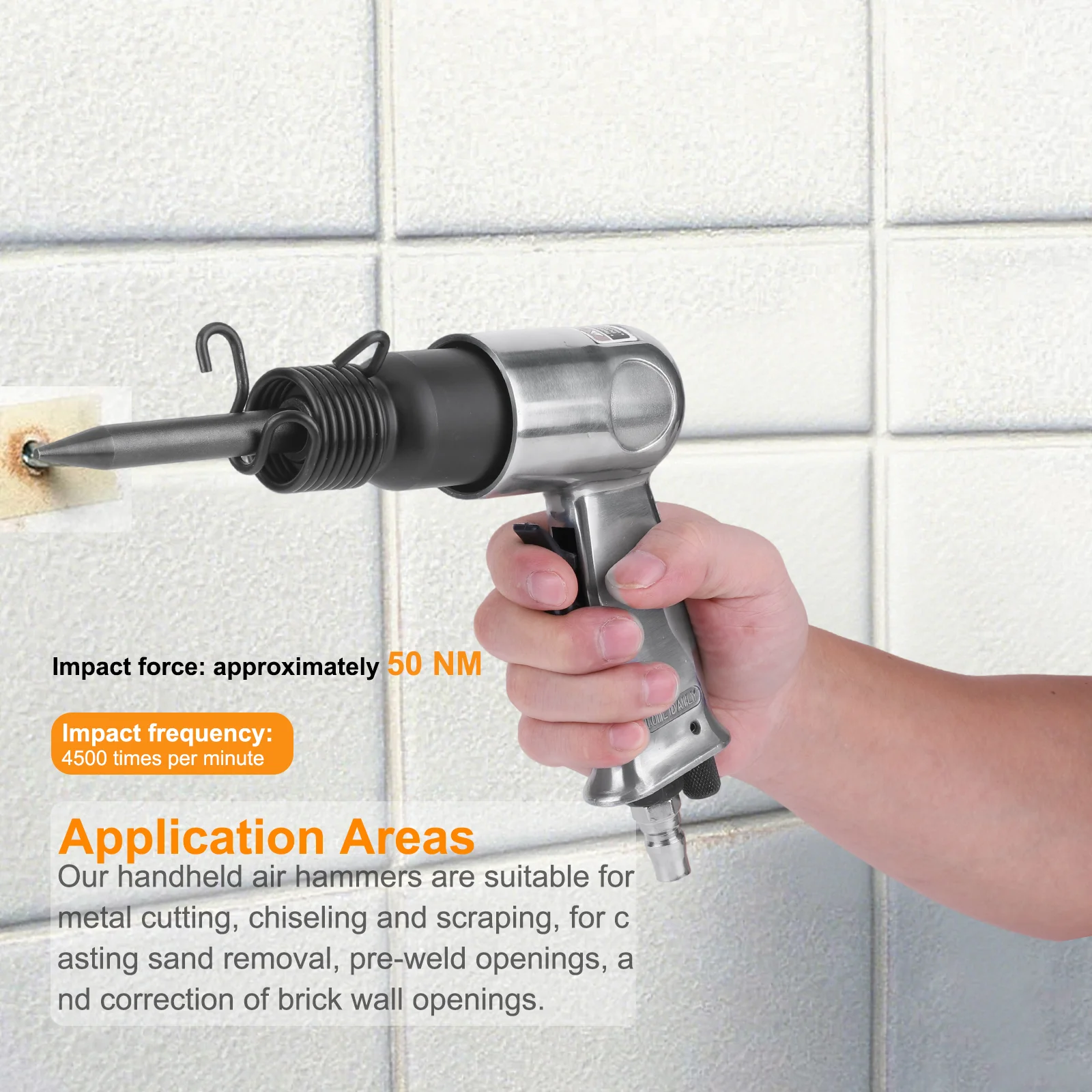 150 MM Air Hammer Kit 4-Chisels Pneumatic Hammer Spring & Fitting Air Chisel Pneumatic Shovel Tool for Automotive & Metal Work
