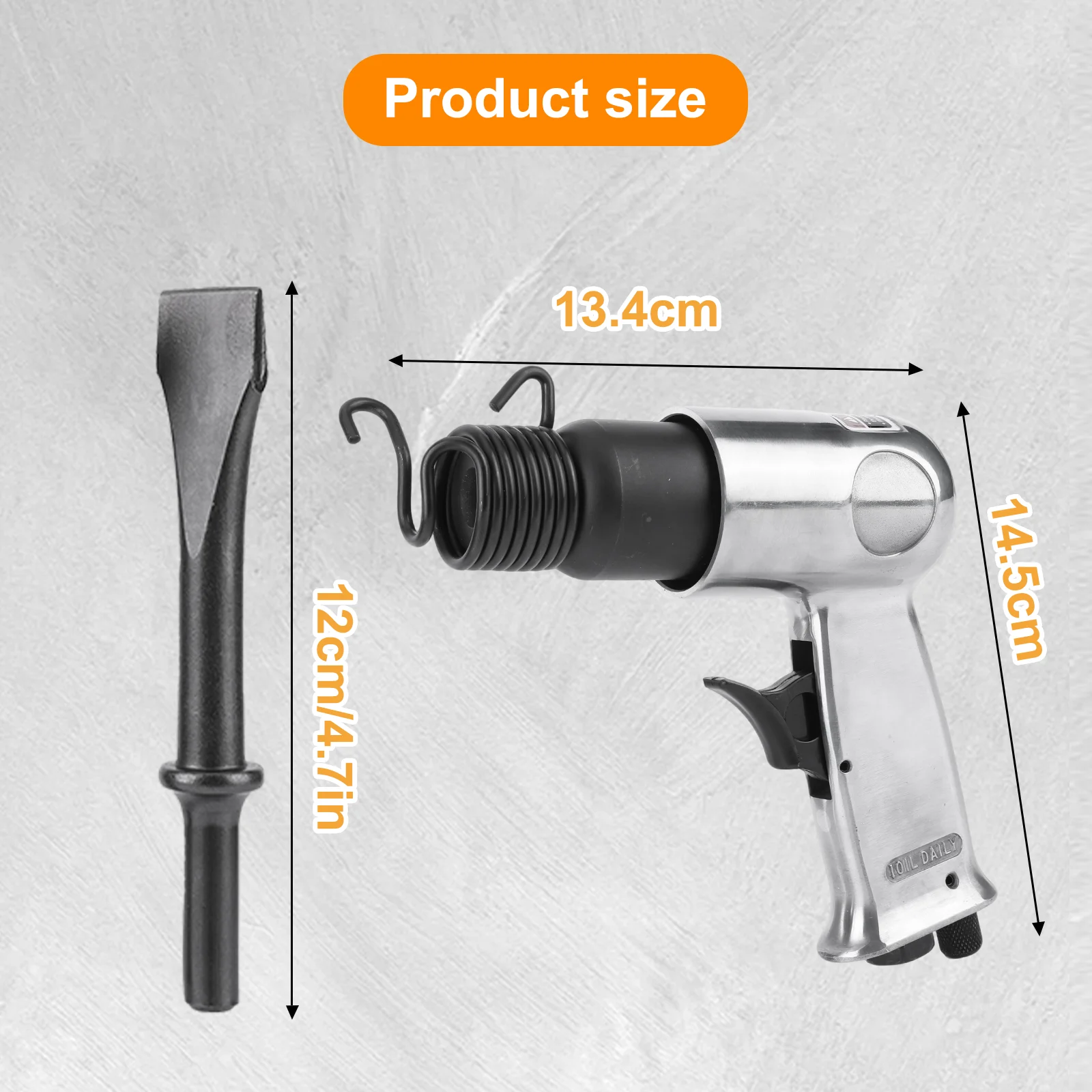150 MM Air Hammer Kit 4-Chisels Pneumatic Hammer Spring & Fitting Air Chisel Pneumatic Shovel Tool for Automotive & Metal Work