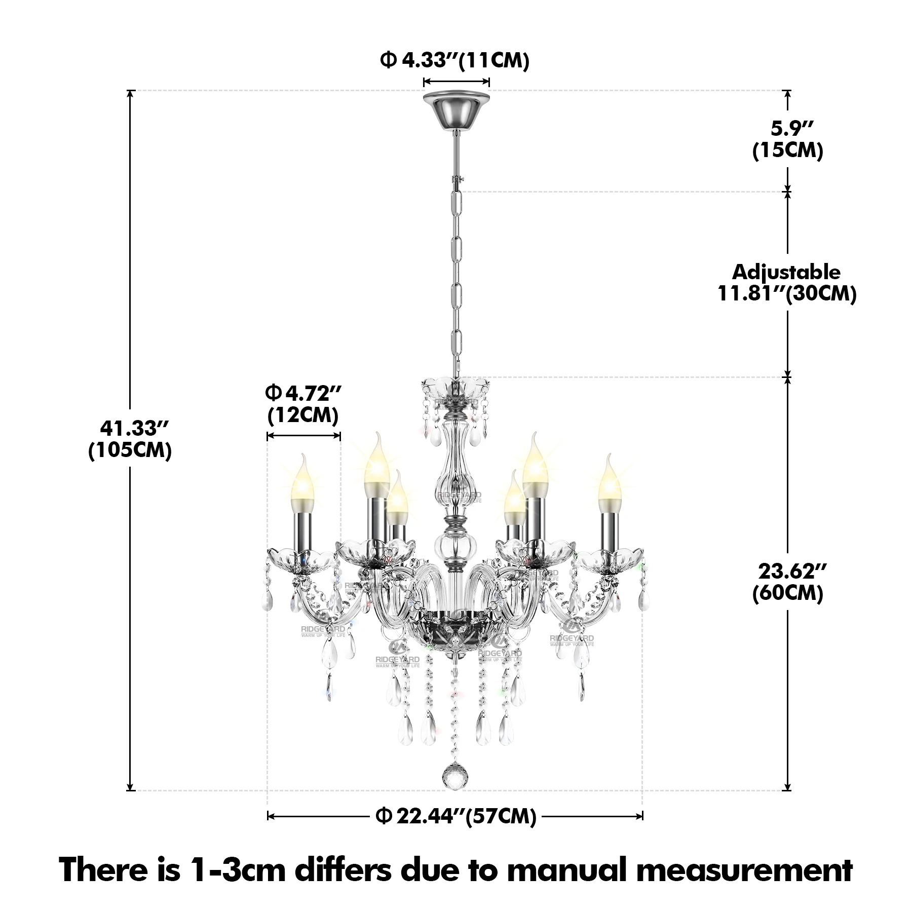 6arms K5 Crystal Chandelier Transparent Crystal Ceiling Lamp Modern Luxury Home Lighting Fixture For Bedroom Living Room Decor