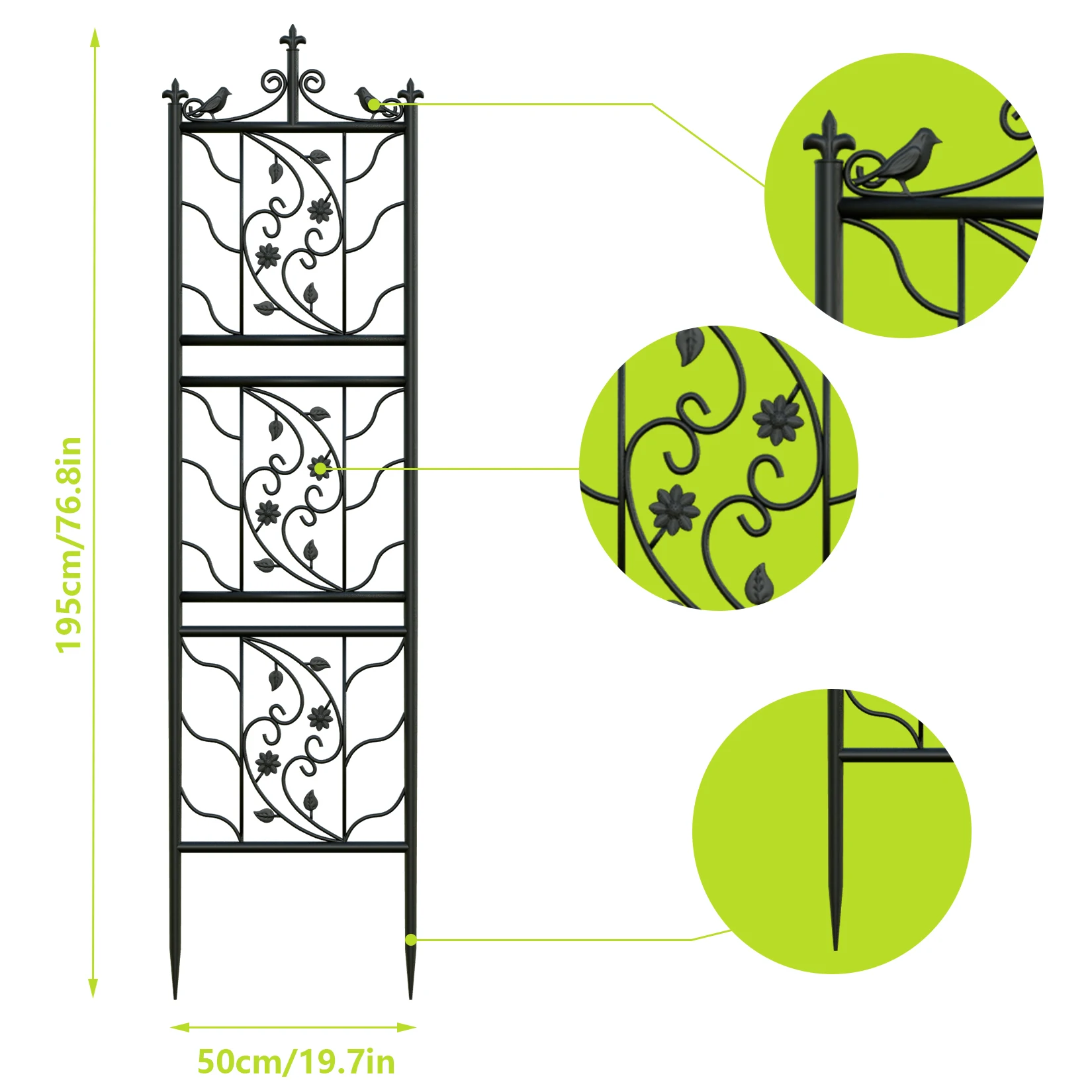 Set of 2 Tall Plant Climbing Fence Metal Garden Trellis Outdoor Animal Barrier Edge Border