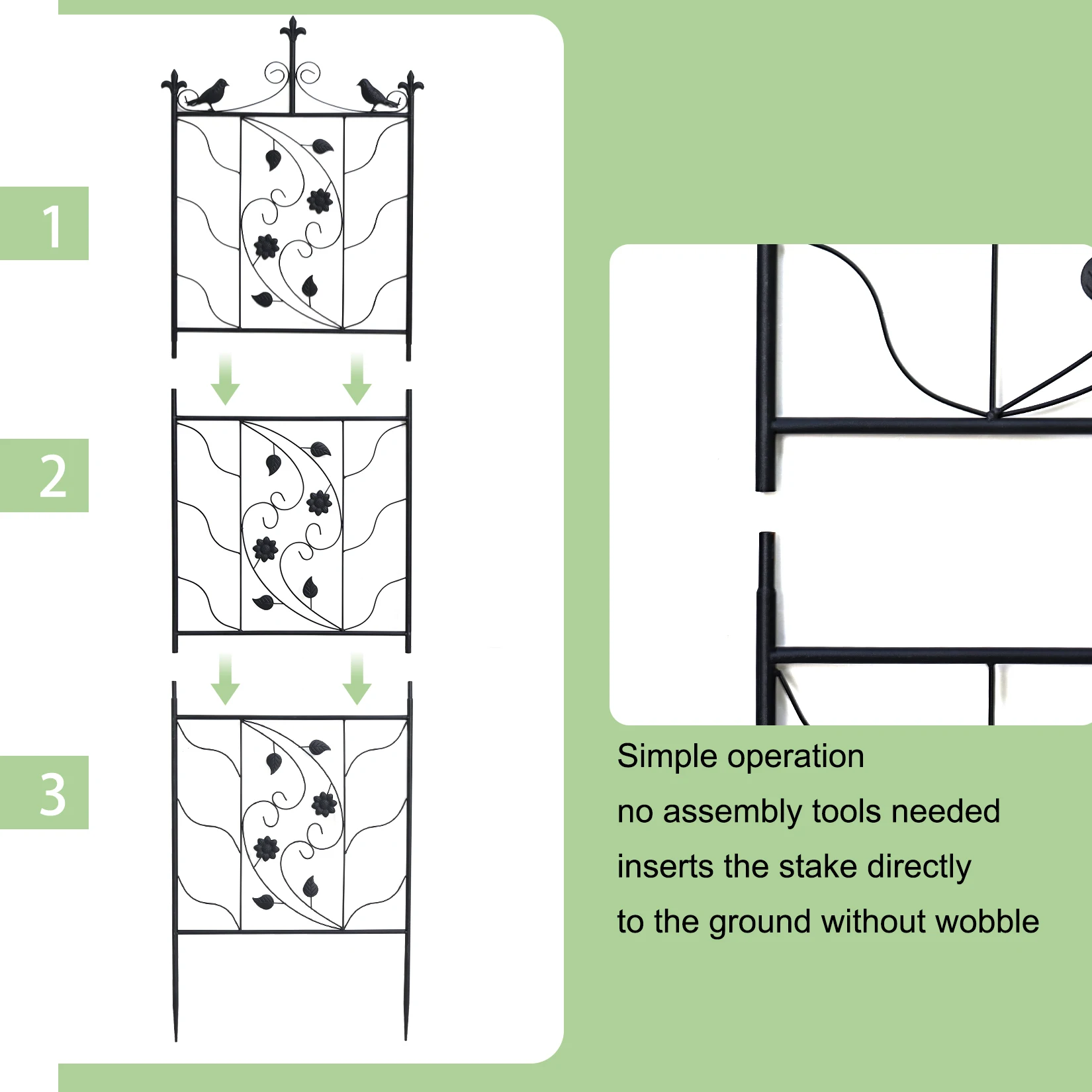 Set of 2 Tall Plant Climbing Fence Metal Garden Trellis Outdoor Animal Barrier Edge Border