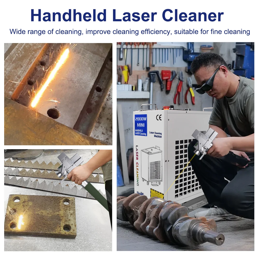 3000W Laser Cleaning Machine 1500W 2000W 3000W Fiber Laser Rust Removal Cleaning Oil Paint for Metal with Double Pendulum