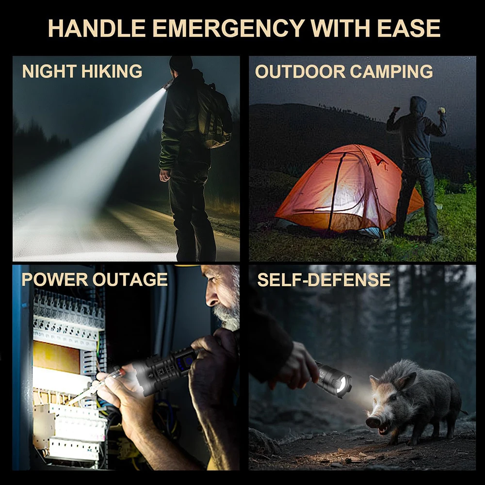 Strong Light Lantern High Power LED Flashlight USB Rechargeable Powerful Tactical Torch Super Long Range Lamp Outdoor Fishing