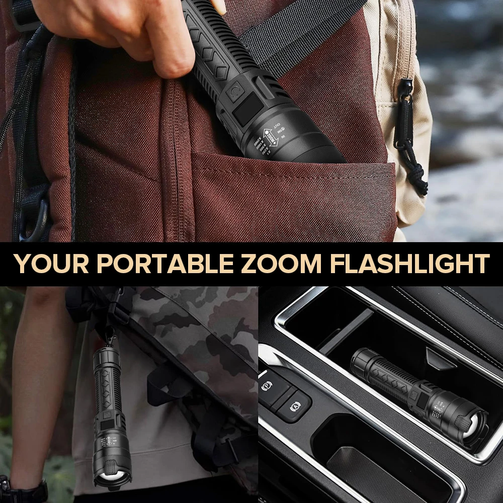 Strong Light Lantern High Power LED Flashlight USB Rechargeable Powerful Tactical Torch Super Long Range Lamp Outdoor Fishing