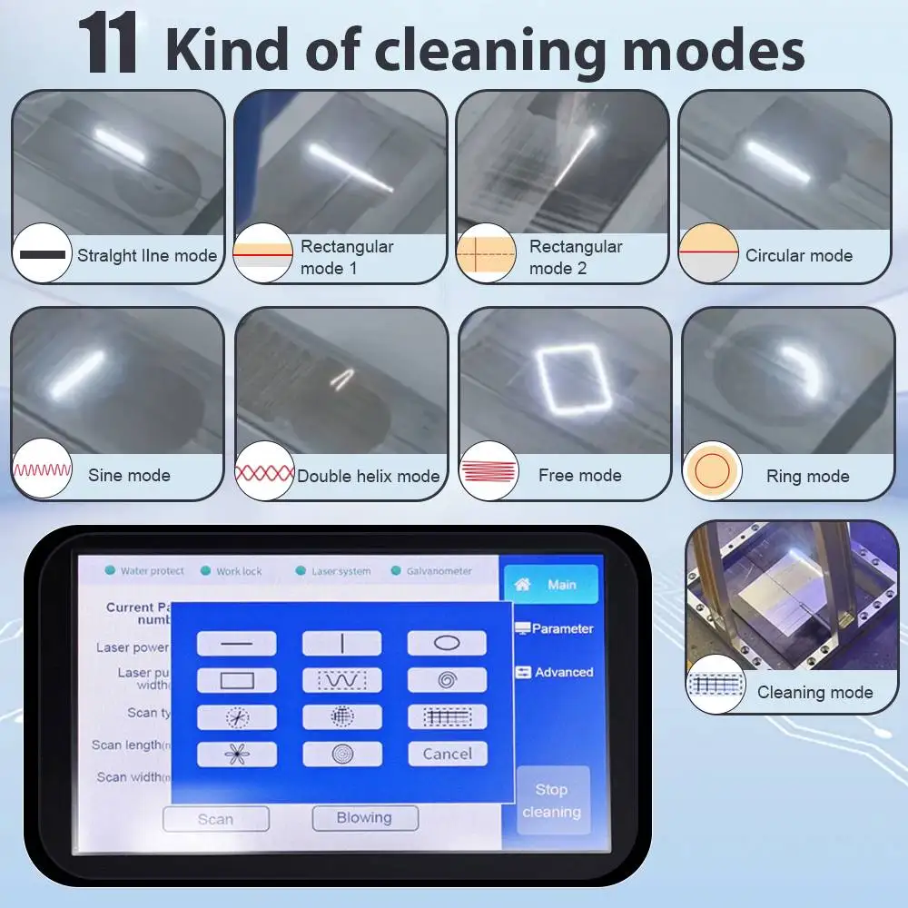 JPT Mopa 300W Pulsed Laser Cleaning Machine Portable Laser Cleaner for Metal Wood Rust Oil Paint Removal 11 Cleaning Modes
