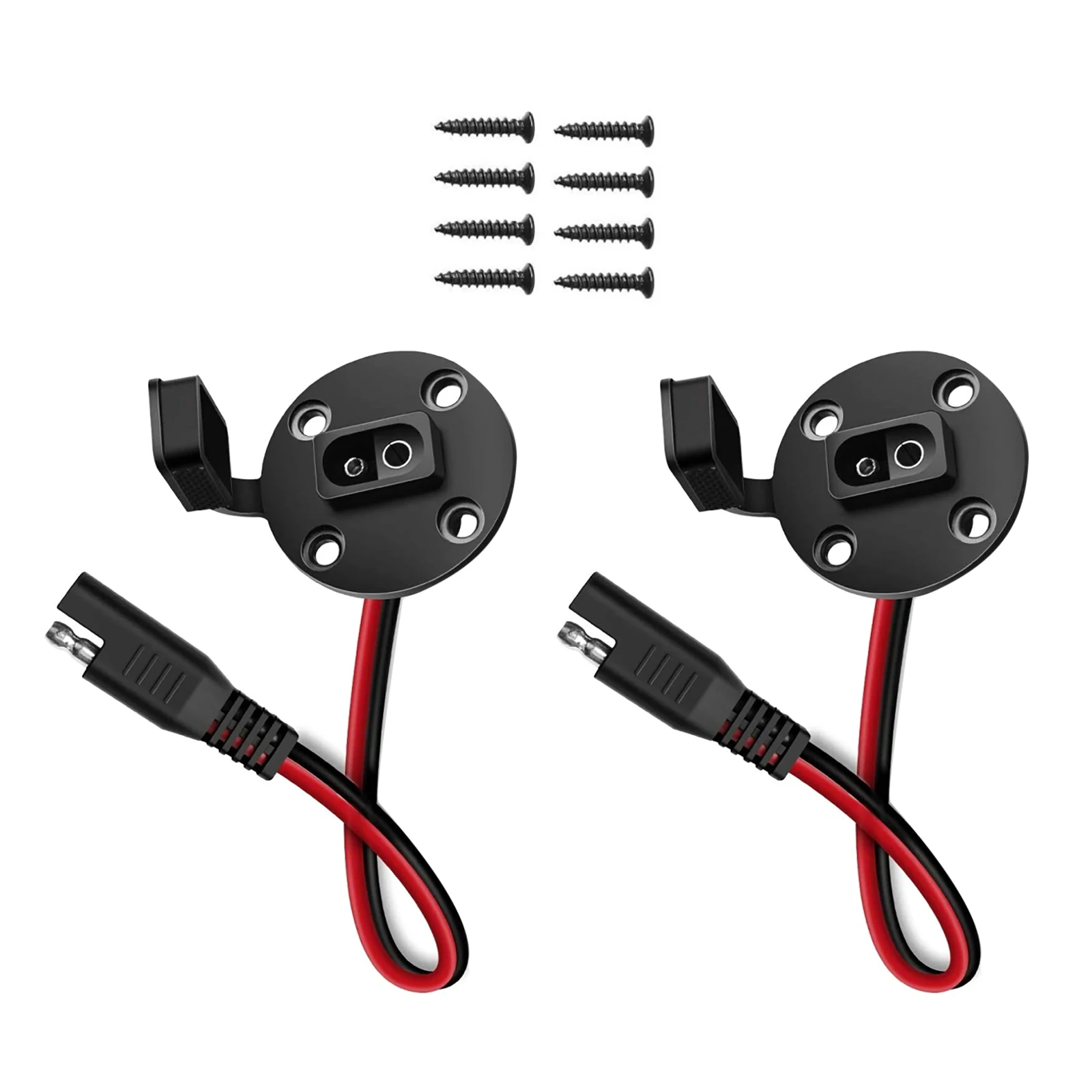 2Pcs SAE Power Socket Sidewall Port Weatherproof SAE Quick Connect Solar Panel Mount Universal Flush-Mountable Connector 12AWG