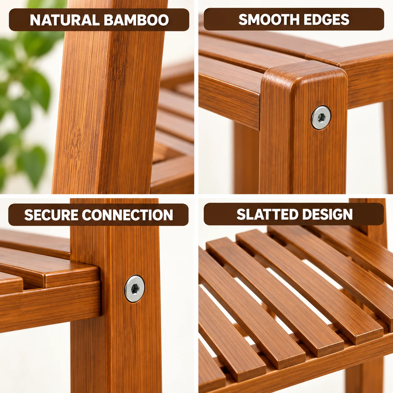 Tall Bamboo Plant Stand, 2/3/4 Tier Flower Pot Display Shelf, Indoor Outdoor Plant Rack for Balcony Patio Garden