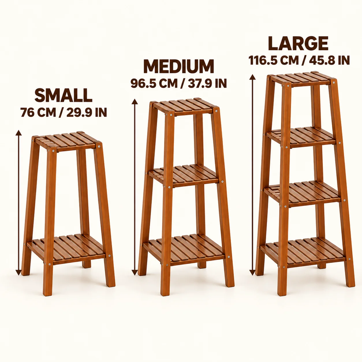 Tall Bamboo Plant Stand, 2/3/4 Tier Flower Pot Display Shelf, Indoor Outdoor Plant Rack for Balcony Patio Garden