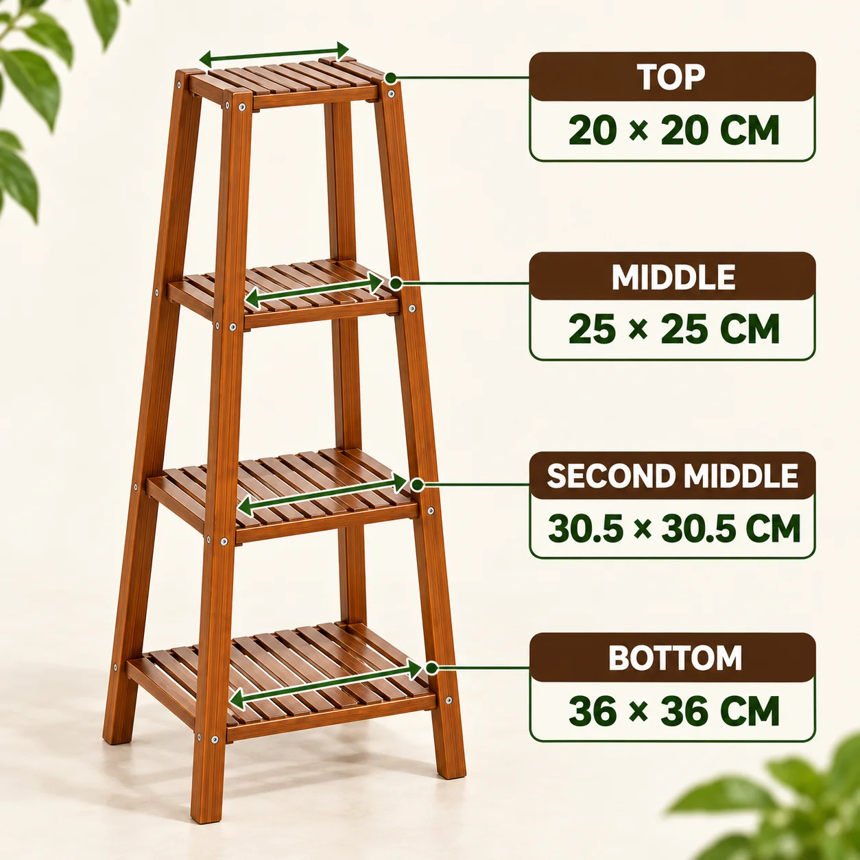 Tall Bamboo Plant Stand, 2/3/4 Tier Flower Pot Display Shelf, Indoor Outdoor Plant Rack for Balcony Patio Garden