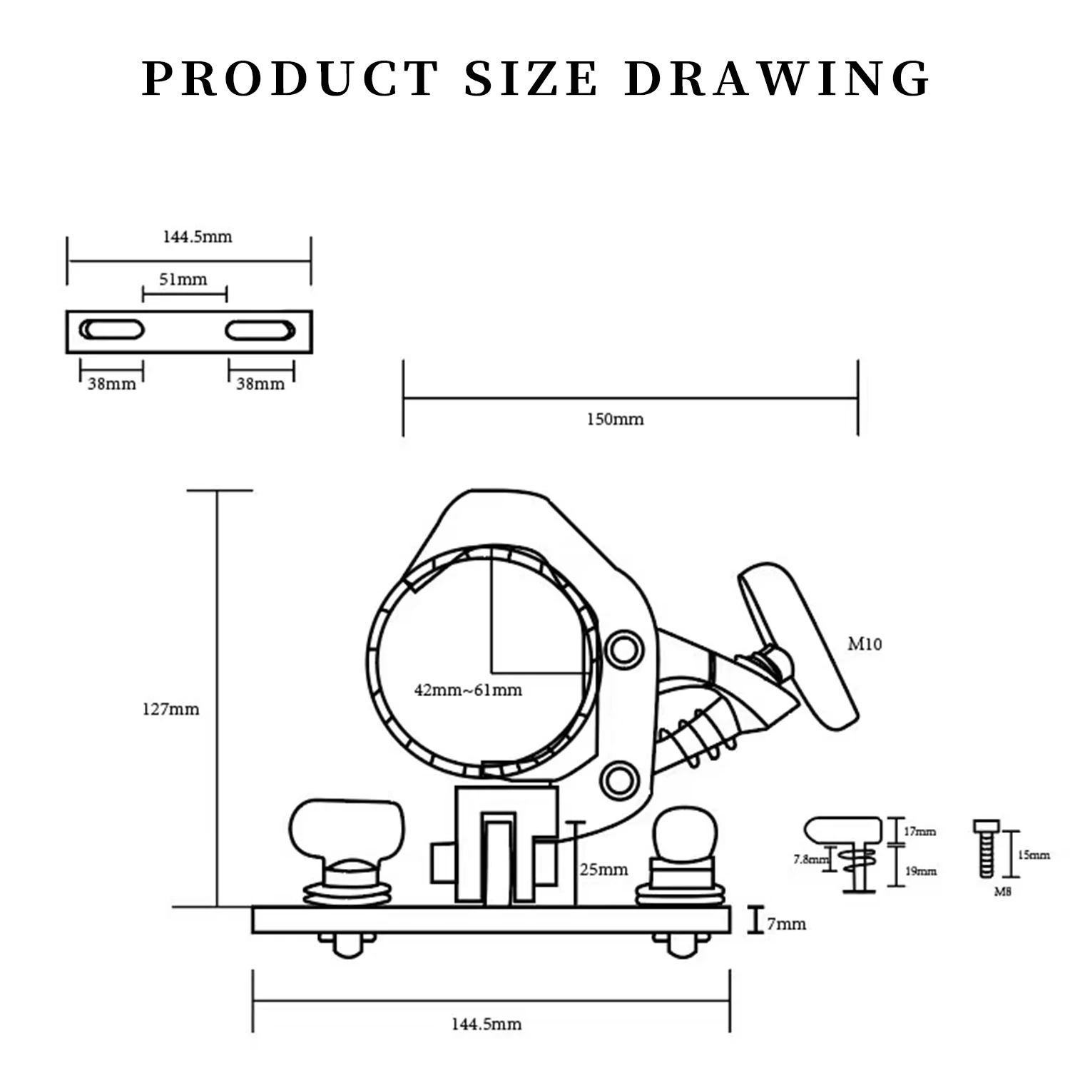 Cast Aluminum Lamp Hook Moving Head Lamp Special Load-Bearing 150KG Suitable for Pipe Diameter 42-61MM