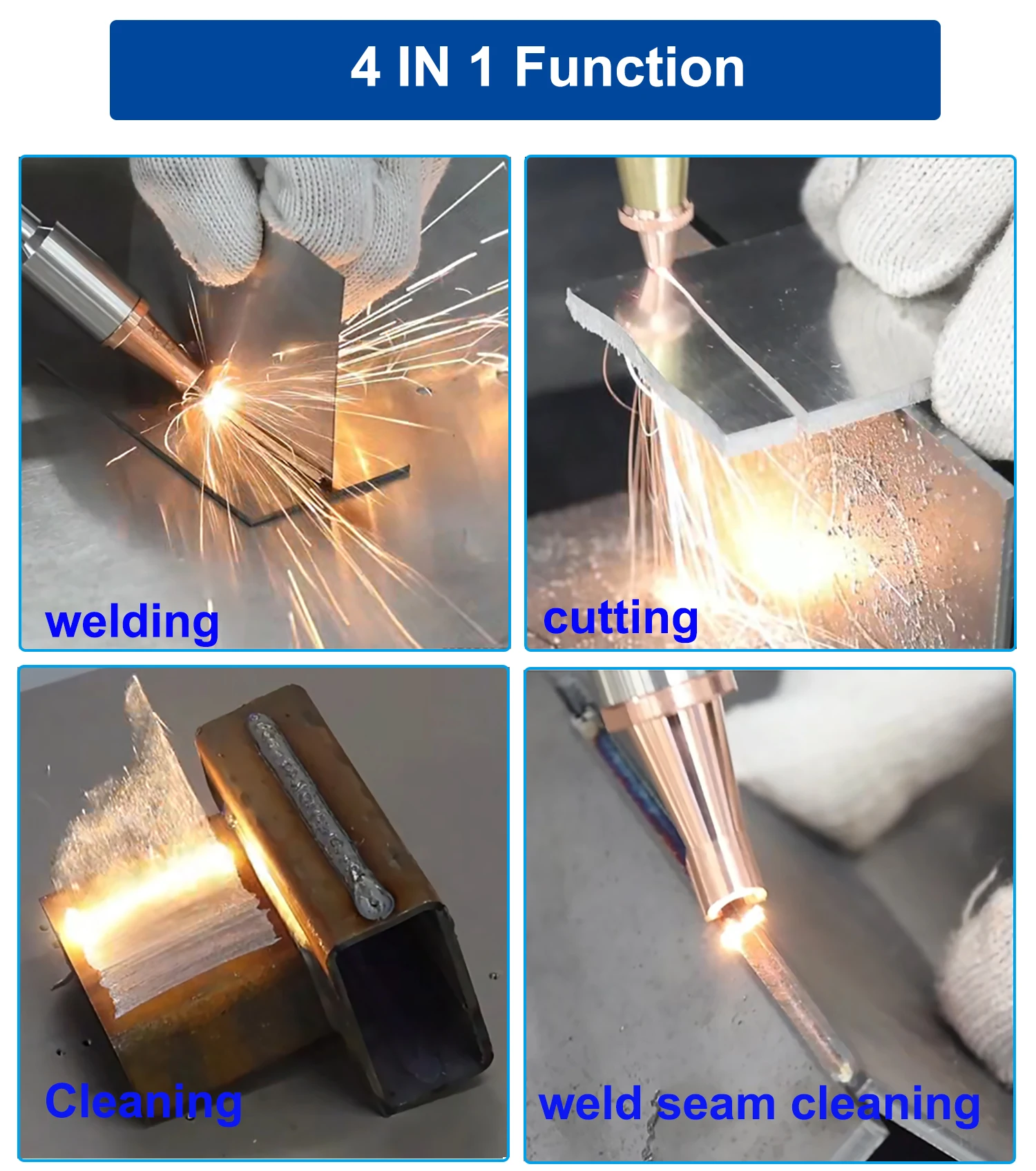 Raycus 3000W 4 in1 Fiber Laser Welding/Cleaning Welder Machine & 2 Channel Feeder machine