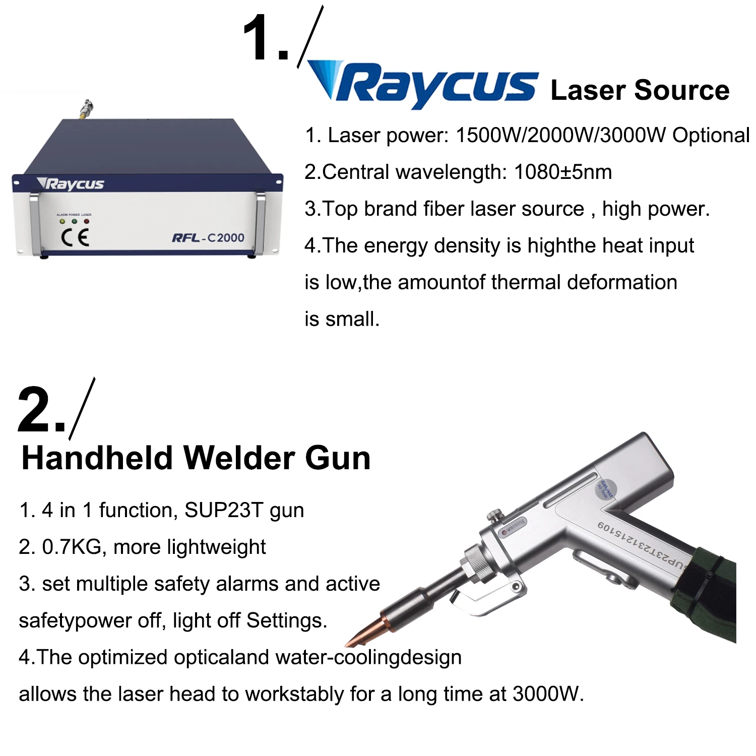 Raycus 3000W 4 in1 Fiber Laser Welding/Cleaning Welder Machine & 2 Channel Feeder machine