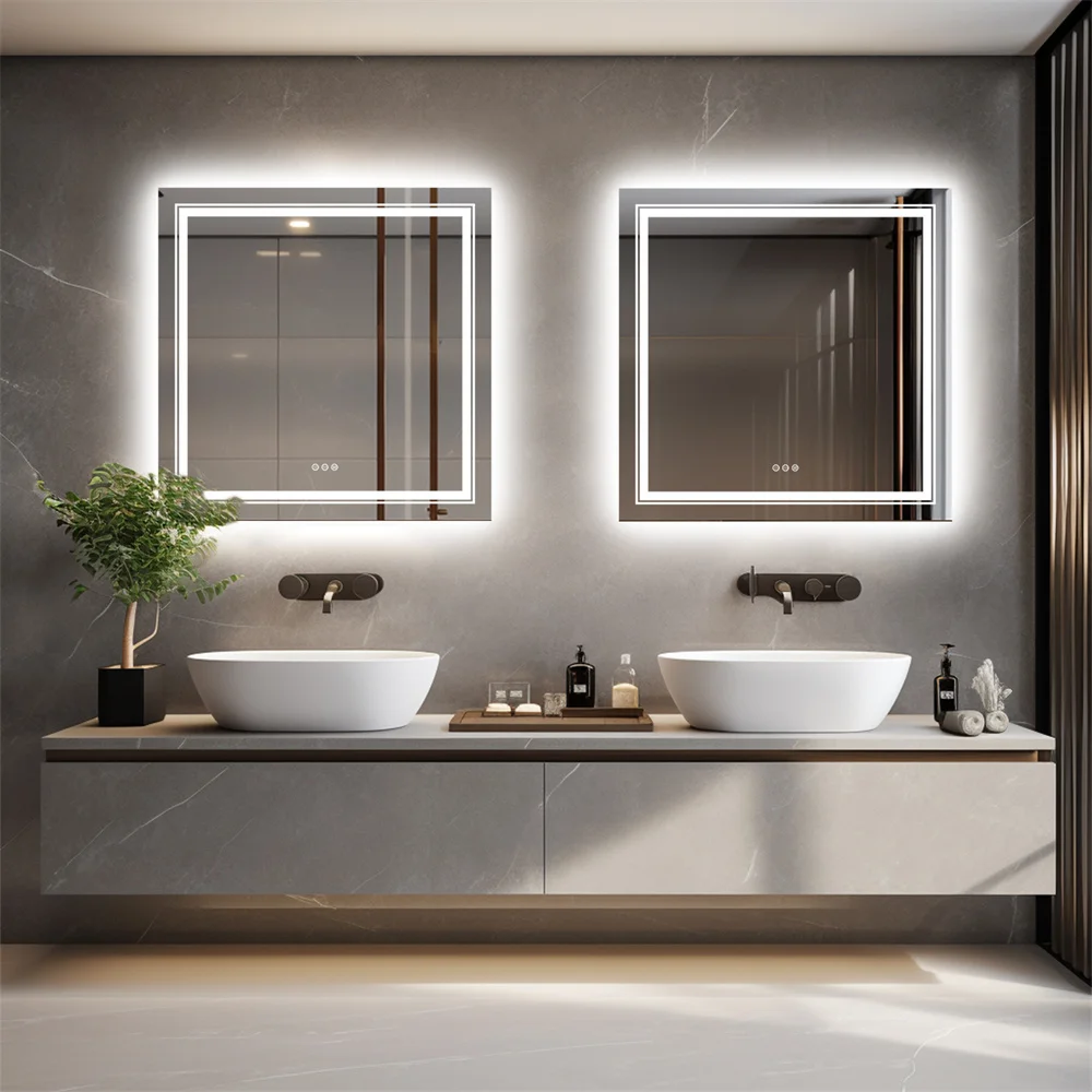 Wall Mounted LED Backlit Vanity Mirror,Illuminate Bathroom Makeup Mirror with Adjustable 3 Lights And Fogless Demister Pad