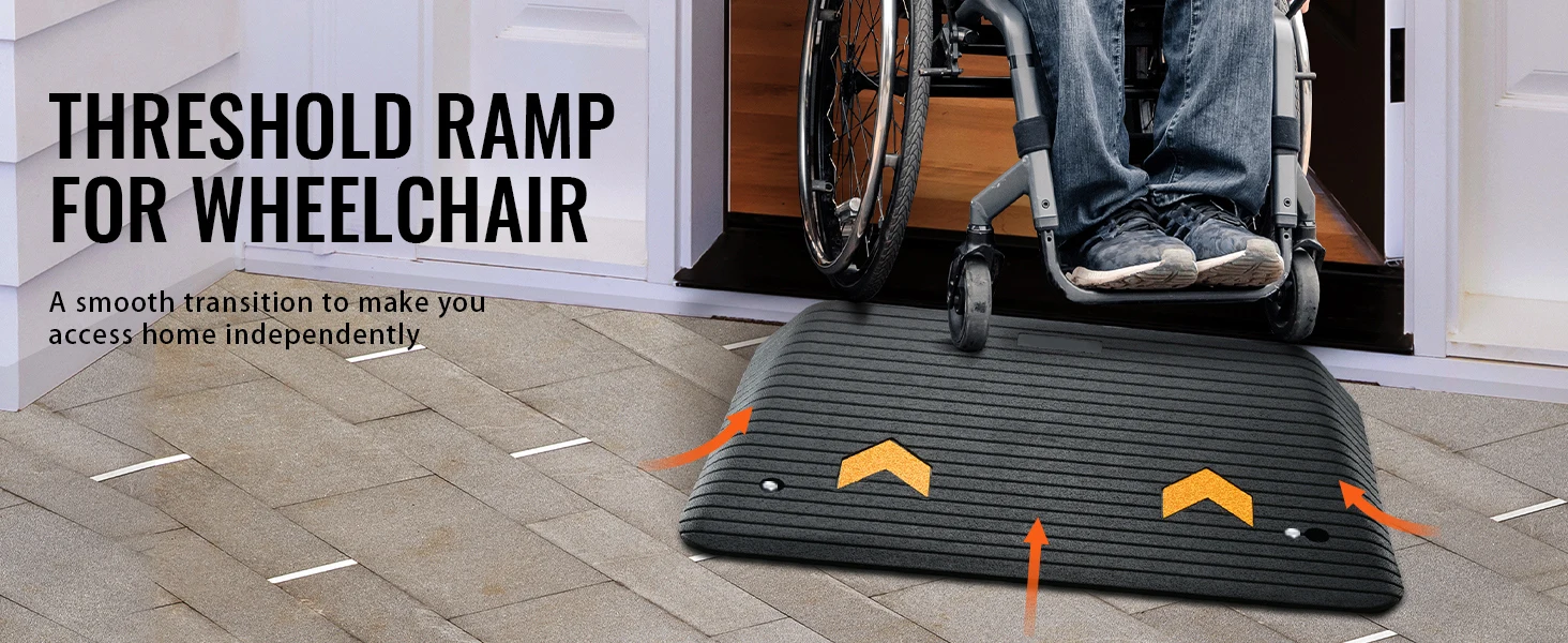 SucceBuy Multi Size Driveway Curb Ramps Portable Non-Slip Lightweight Rubber Threshold Car Ramp to Wheelchair Scooter