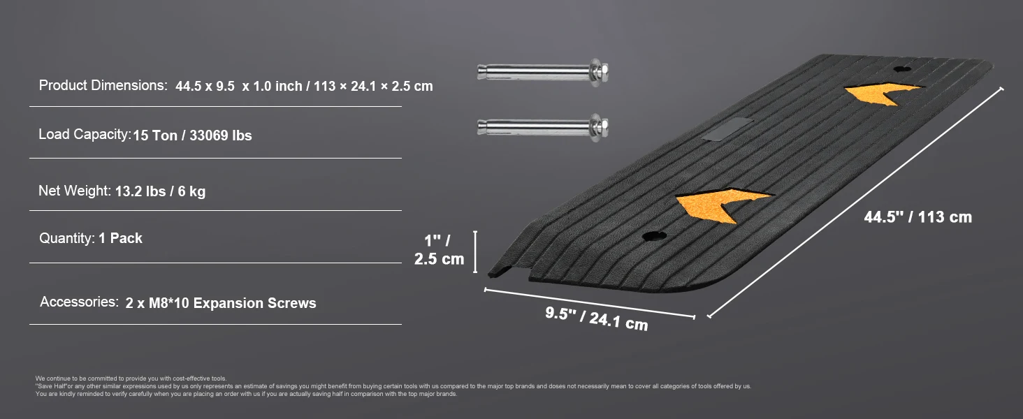 SucceBuy Multi Size Driveway Curb Ramps Portable Non-Slip Lightweight Rubber Threshold Car Ramp to Wheelchair Scooter