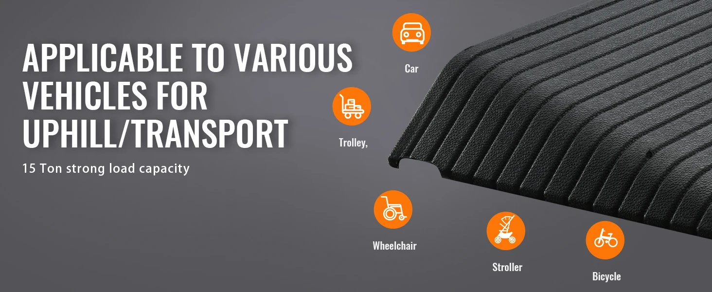 SucceBuy Multi Size Driveway Curb Ramps Portable Non-Slip Lightweight Rubber Threshold Car Ramp to Wheelchair Scooter