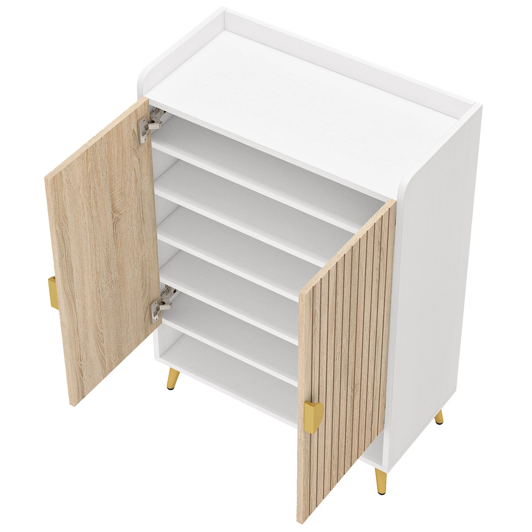 Tribesigns Shoe Cabinet with Doors, 7-Tier Shoe Storage Cabinet with Adjustable Shelves, Wooden Shoes Rack Shoe Storage Organize