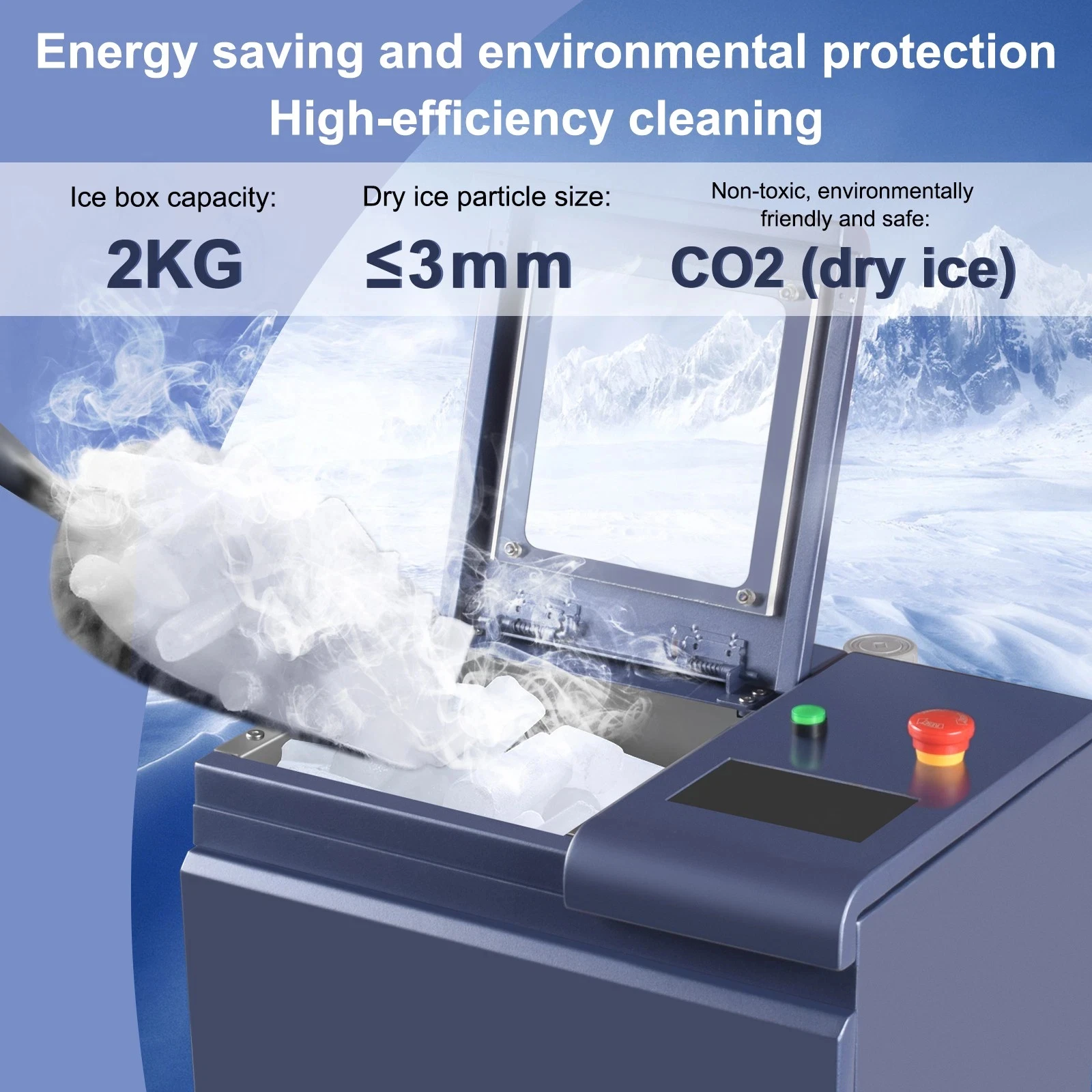 Mini Desktop CO2 Dry Ice Cleaning Machine High-Efficient PCB Oil Carbon Stain Plastic Burrs Remover for Electronics