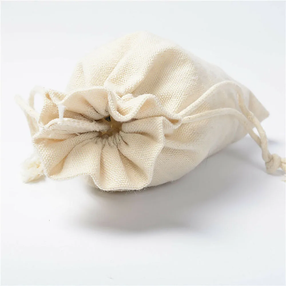 30PCS Drawstring Storage Bags Calico Bags Natural Linen Tote Gift Bag Bulk
