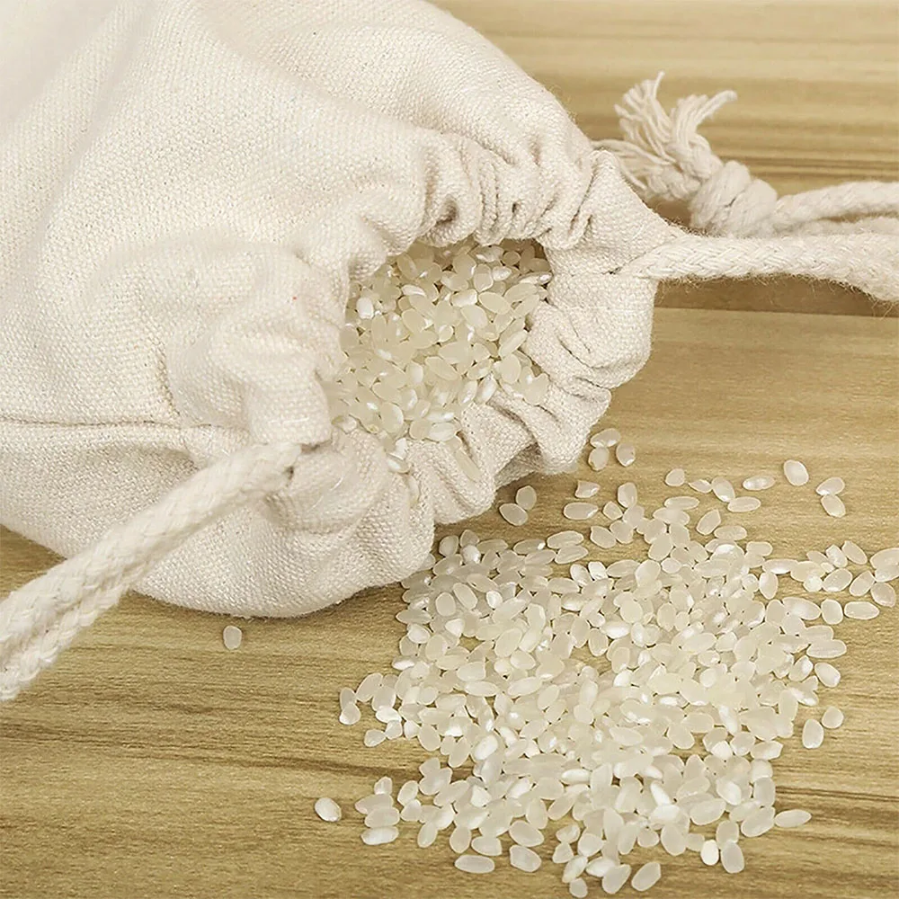 30PCS Drawstring Storage Bags Calico Bags Natural Linen Tote Gift Bag Bulk