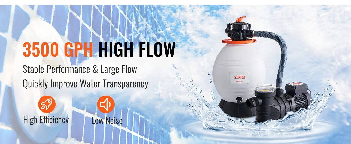 SucceBuy Sand Filter Pump 12/14/16inch Swimming Pool Pumps System&Filters Combo Set for Domestic & Commercial Above Ground Pools