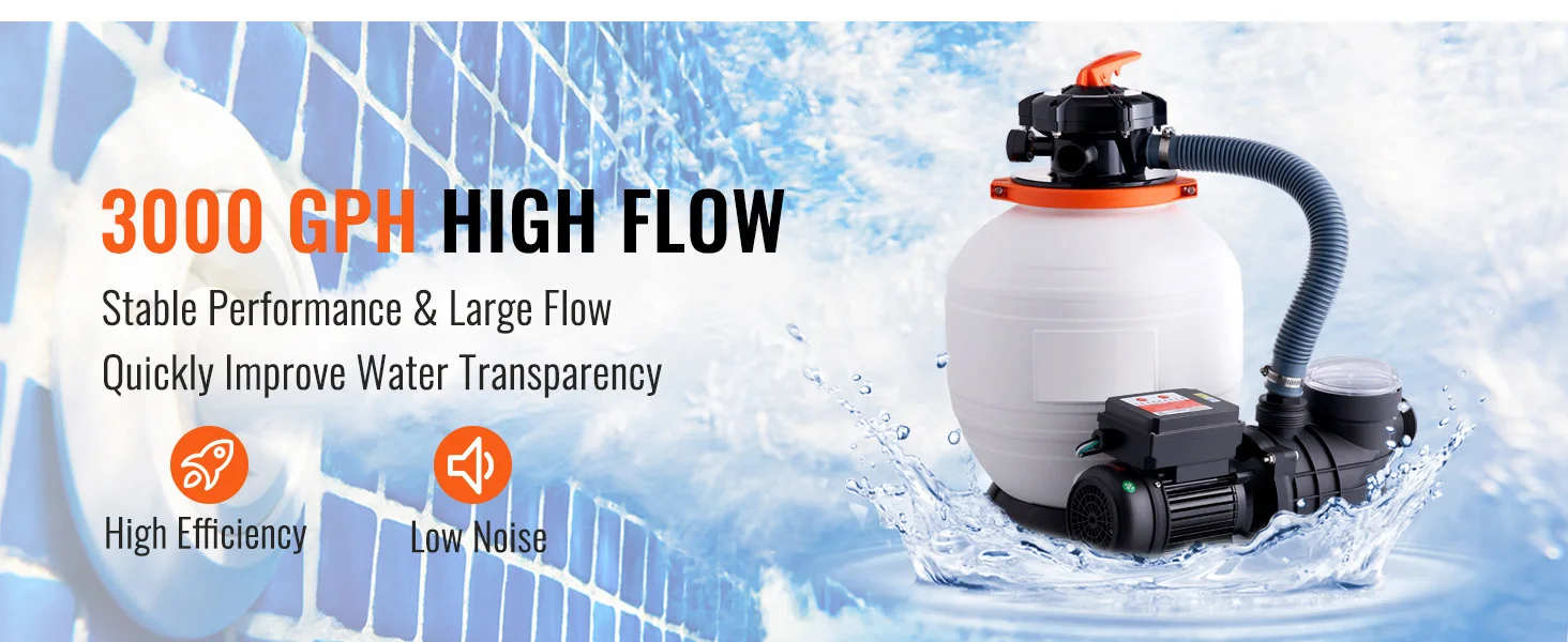SucceBuy Sand Filter Pump 12/14/16inch Swimming Pool Pumps System&Filters Combo Set for Domestic & Commercial Above Ground Pools