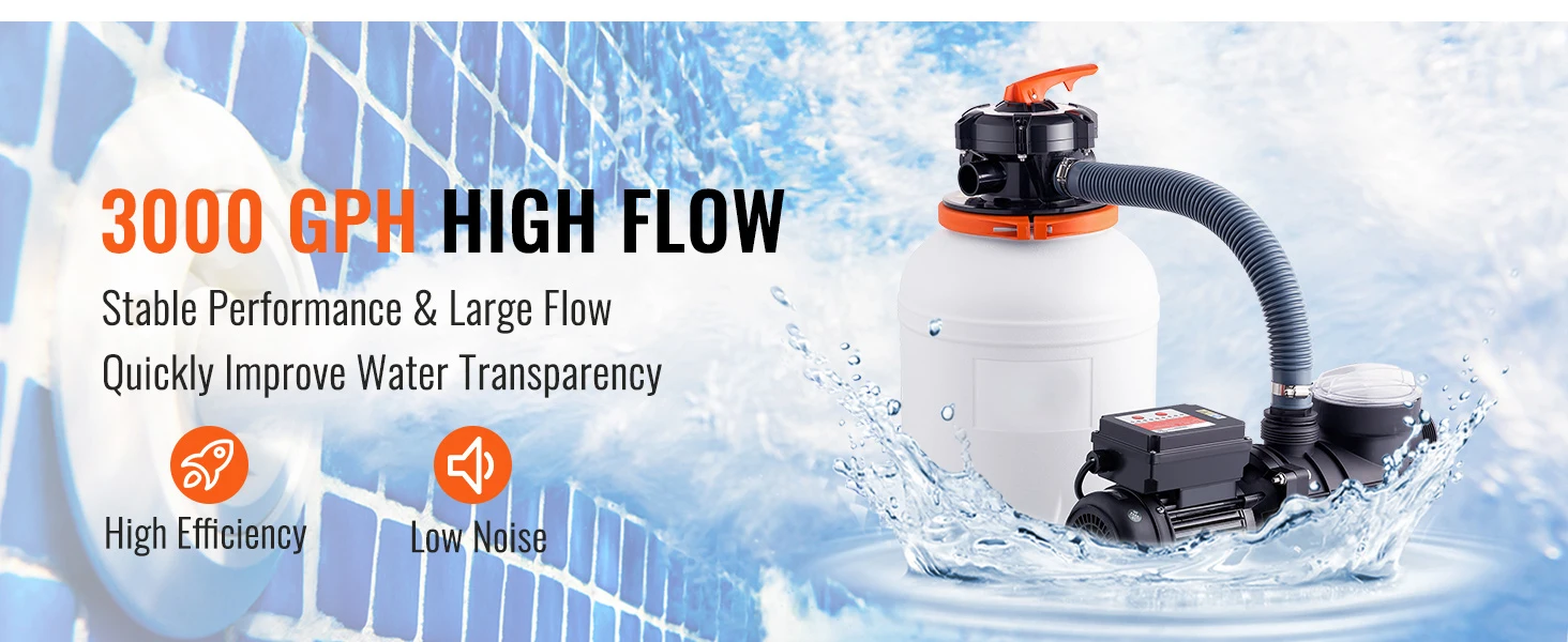 SucceBuy Sand Filter Pump 12/14/16inch Swimming Pool Pumps System&Filters Combo Set for Domestic & Commercial Above Ground Pools