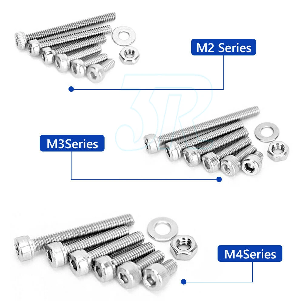 1080pcs M2/M3/M4/M5 Stainless Steel Bolts Nuts Screws Hex Head Assorted Kit Set