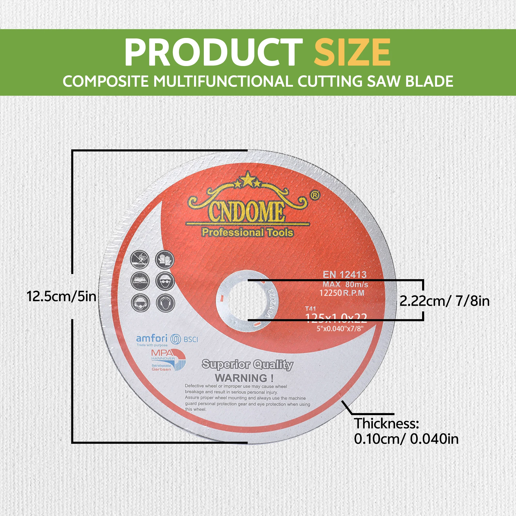 Cut off Wheels Metal And luminum oxide Cutting Disc 100 Pack 5" x 7/8"