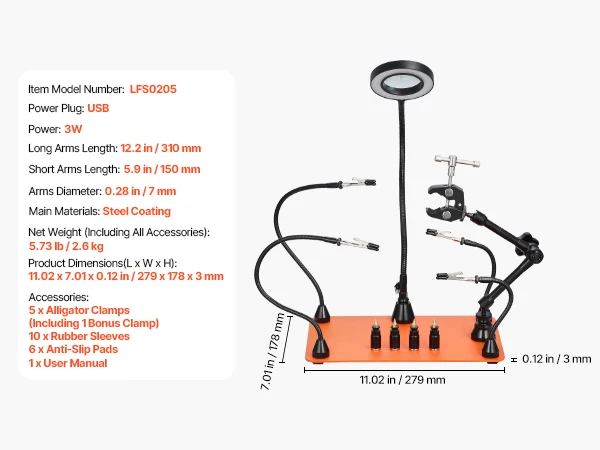 SucceBuy Magnetic Helping Hands Soldering Station 3XLED4PCB360Hot Air Gun Holder Heavy-Duty Base Station for Electronic Repair