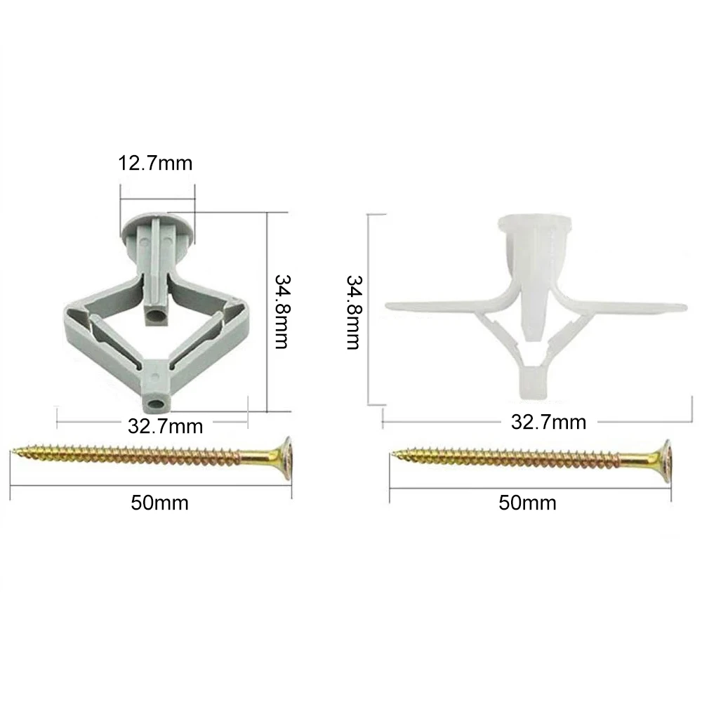 60PCS Plasterboard Anchors Plastic Expansion Pipes Pipe Wall Anchor Wall mate