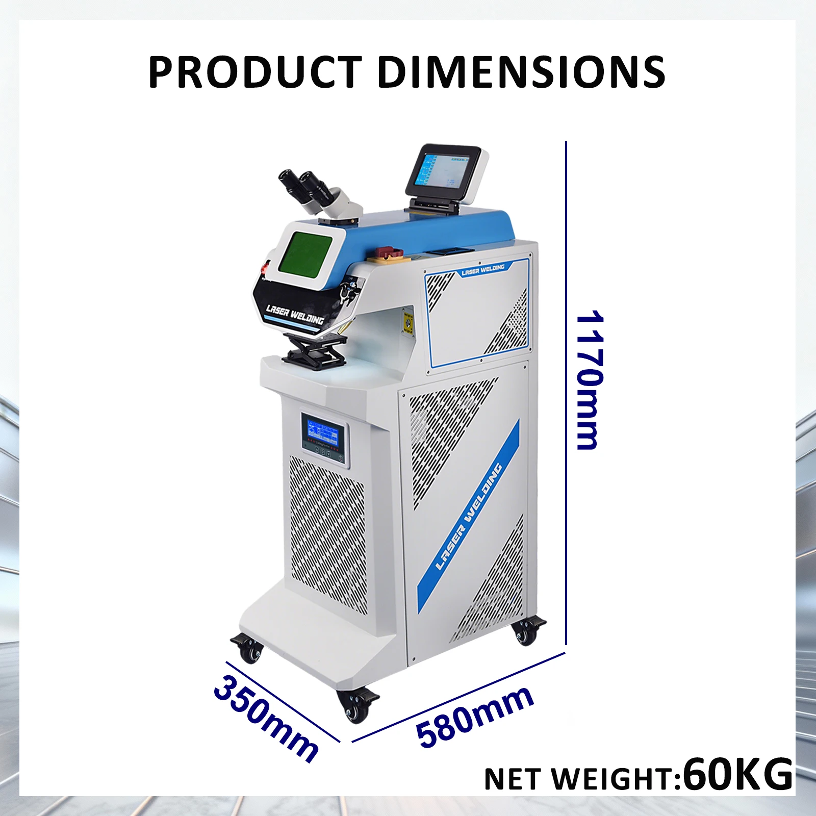 200W Laser Welding Soldering Machine Jewely Spot Welder for Gold Silver Copper Stainless Steel Water Cooled CCD Microscope