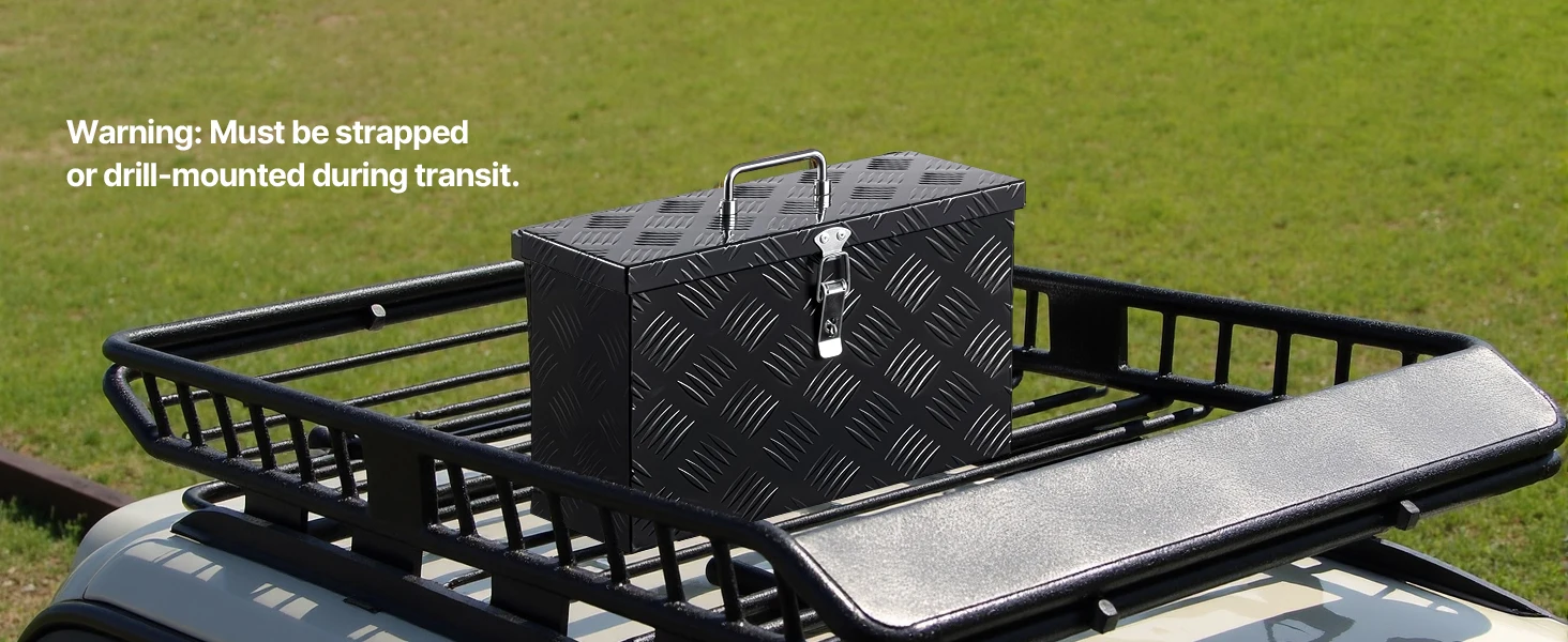 SucceBuy  Heavy Duty Aluminum Truck Bed Tool Box Stripes Plated Tool Box with Handle Storage Toolbox Chest Organizer for Trailer