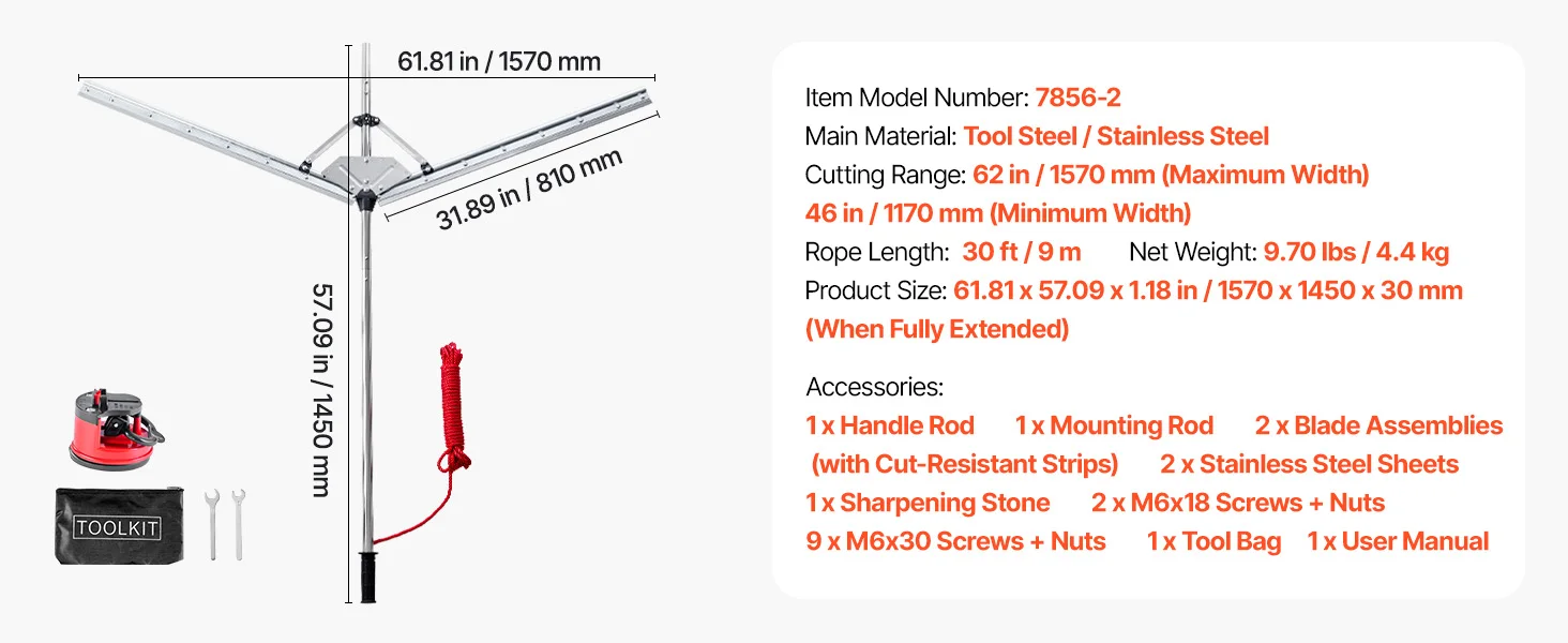 SucceBuy Lake Weed Cutter Pond Aquatic Plant Cutting Tool Sharp and Heavy-Duty Steel Blades Pond Rake w/Throw Rope for Cattail